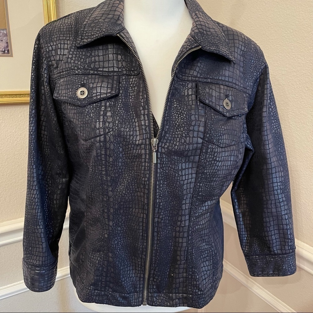 RUBY Rd Faux Snake Bomber Jacket Sz 10
